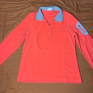 Danskin Athletic Quarter Zip Pullover Jacket Bright Orange and Grey Medium